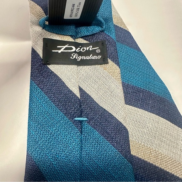 NWT Dion Silk/Linen Blend Classic Striped Tie MSRP $135 - Picture 5 of 7